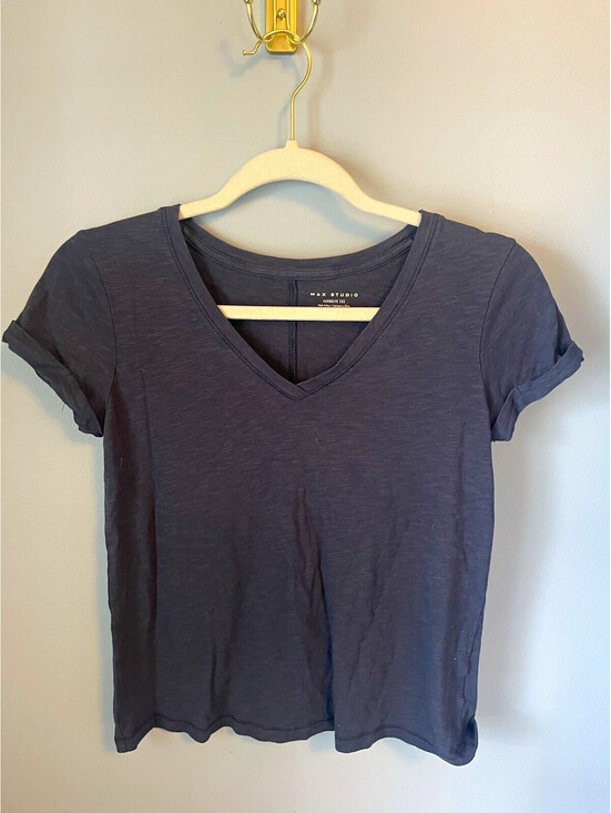 Max Studio Tops - Max Studio Women’s XS Navy Solid Knit Short Sleeve Round Neck Tee
